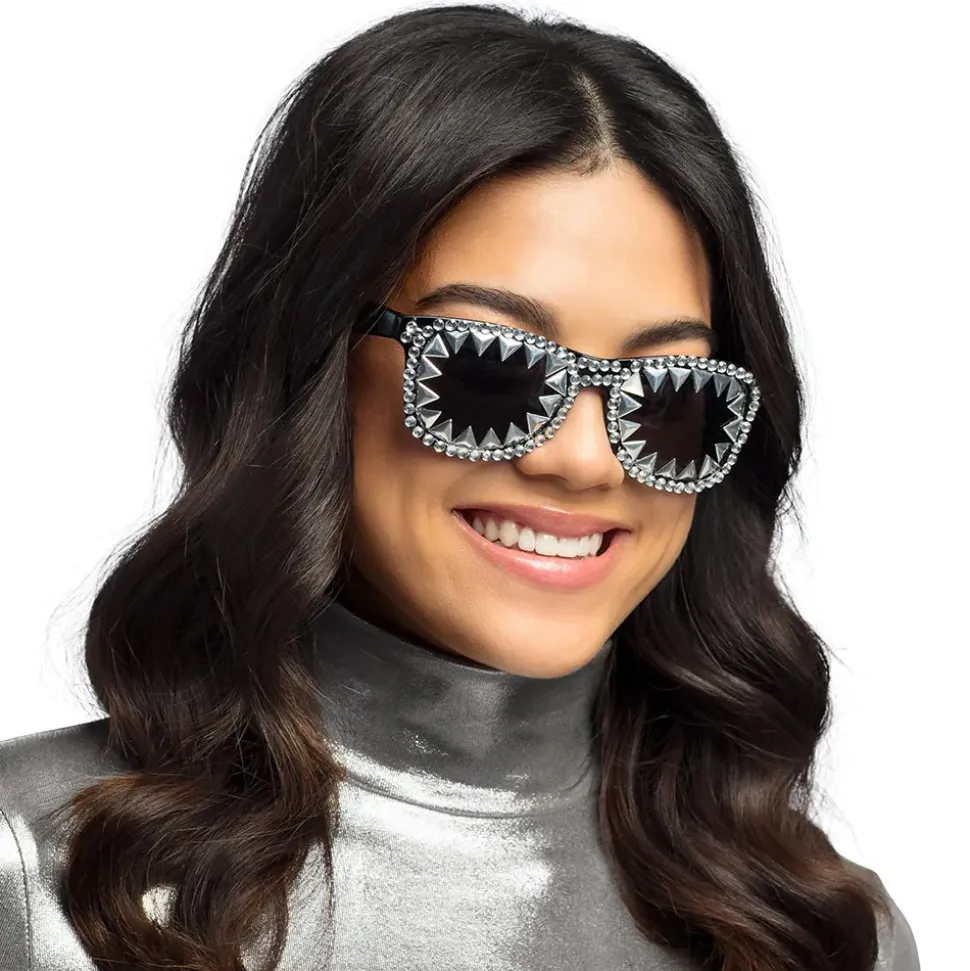 PAIRE DE LUNETTES ARGENT STRASS ROCK STAR ADULTE