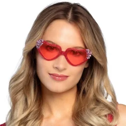 PAIRE DE LUNETTES CUR ROUGE PAILLETÉ STRASS FEMME
