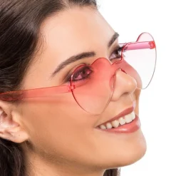 PAIRE DE LUNETTES FESTIVES COEUR FUMÉ ROSE ADULTE