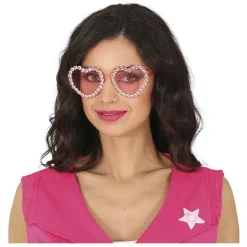PAIRE DE LUNETTES FESTIVES CUR STRASS ROSE ADULTE