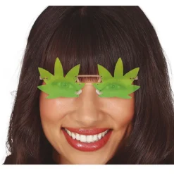PAIRE DE LUNETTES FESTIVES FEUILLES VERTES ADULTE