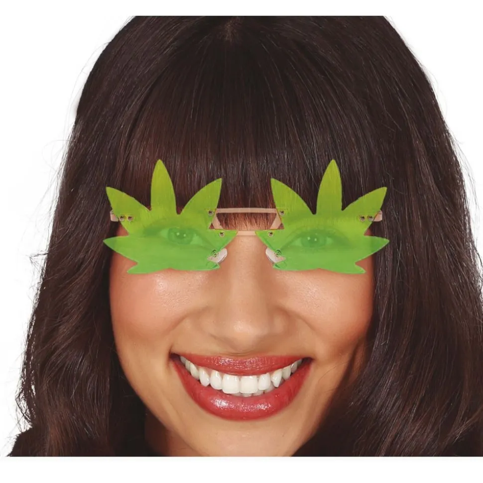 PAIRE DE LUNETTES FESTIVES FEUILLES VERTES ADULTE