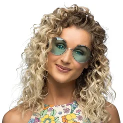PAIRE DE LUNETTES FESTIVES HIPPIE VERT ADULTE