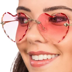 PAIRE DE LUNETTES FESTIVES MÉTAL CUR ROSE ADULTE