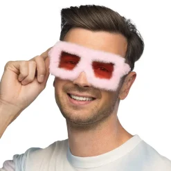 PAIRE DE LUNETTES FESTIVES PELUCHE ROSE ADULTE