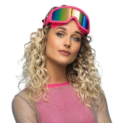 PAIRE DE LUNETTES FESTIVES SKI ROSE FLUO ADULTE