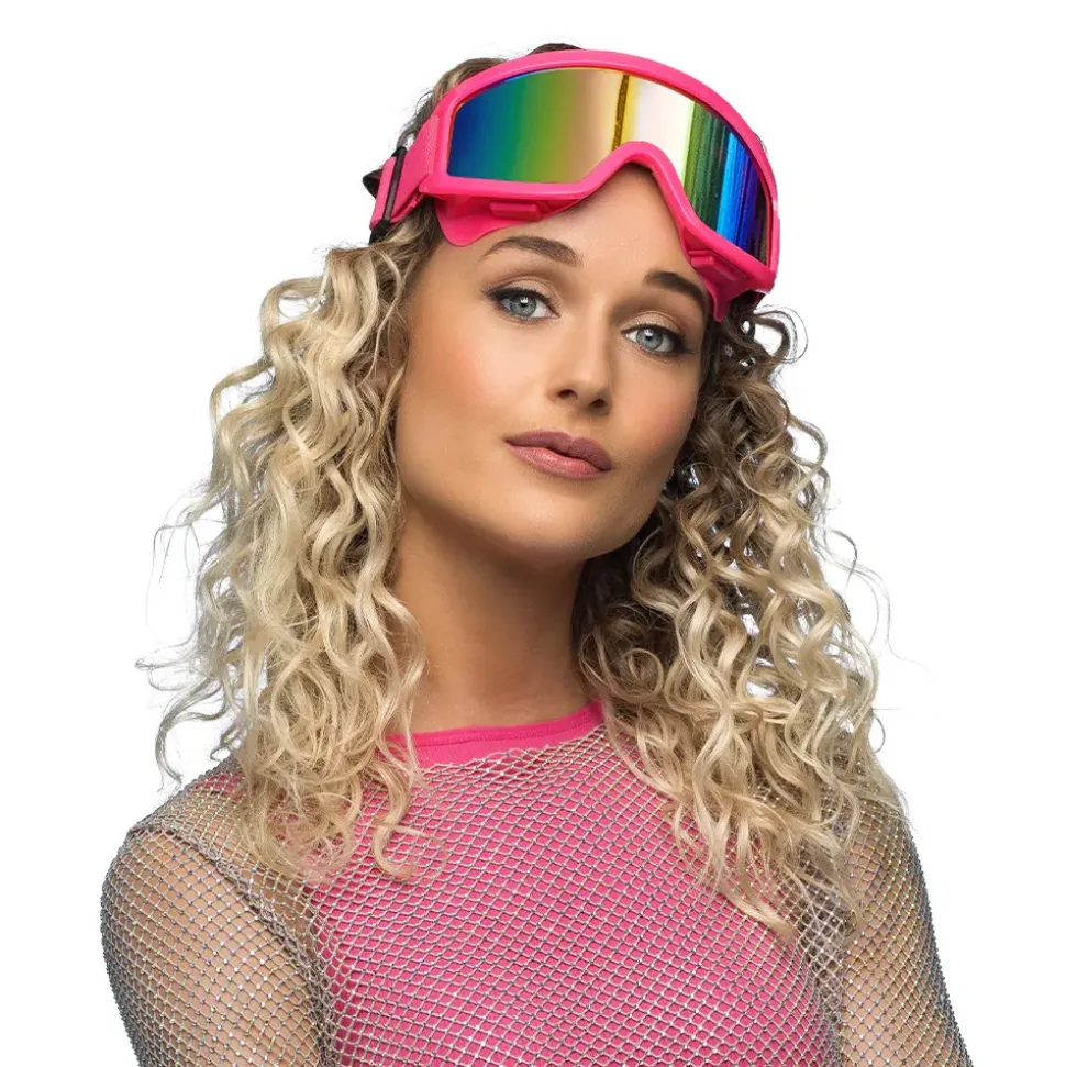 PAIRE DE LUNETTES FESTIVES SKI ROSE FLUO ADULTE