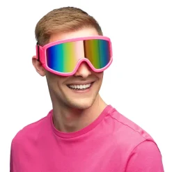 PAIRE DE LUNETTES FESTIVES SKI ROSE FLUO ADULTE