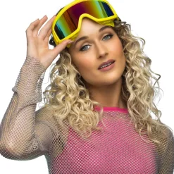 PAIRE DE LUNETTES FESTIVES SKI JAUNE FLUO ADULTE
