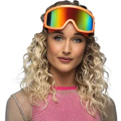 PAIRE DE LUNETTES FESTIVES SKI ORANGE FLUO ADULTE