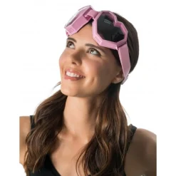 PAIRE DE LUNETTES FESTIVES SKI COEUR ROSE ADULTE