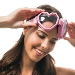 PAIRE DE LUNETTES FESTIVES SKI COEUR ROSE ADULTE