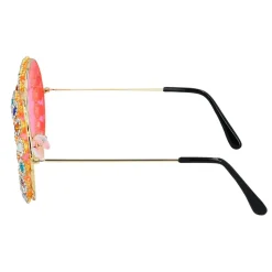 PAIRE DE LUNETTES ROSES FLOWER POWER STRASS FEMME