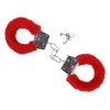 PAIRE DE MENOTTES MÉTAL FOURRURE ROUGE À CLEFS