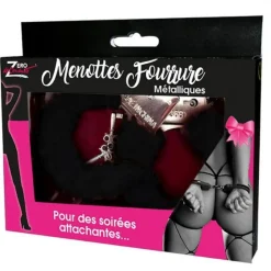 PAIRE DE MENOTTES MÉTAL FOURRURE NOIRE