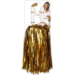 PAIRE DE POMPONS CHEERLEADING OR AVEC POIGNÉE