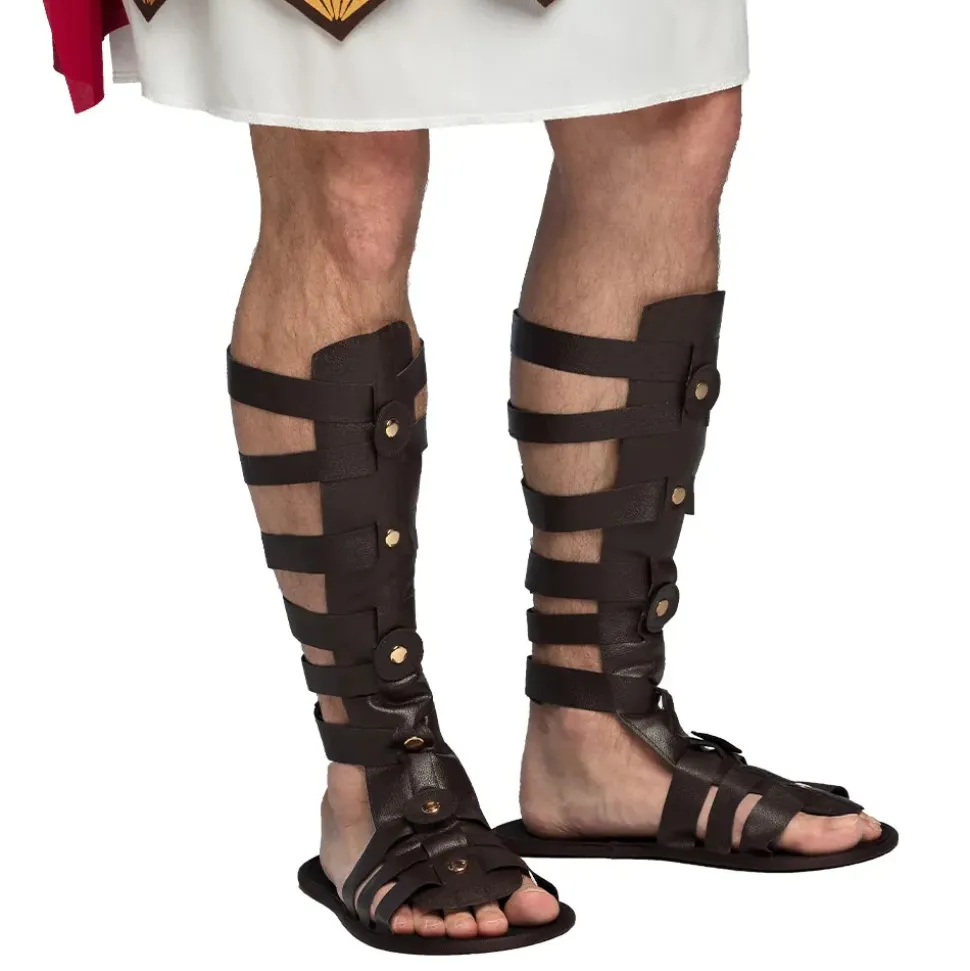 PAIRE DE SANDALES ROMAIN SIMILICUIR MARRON ADULTE