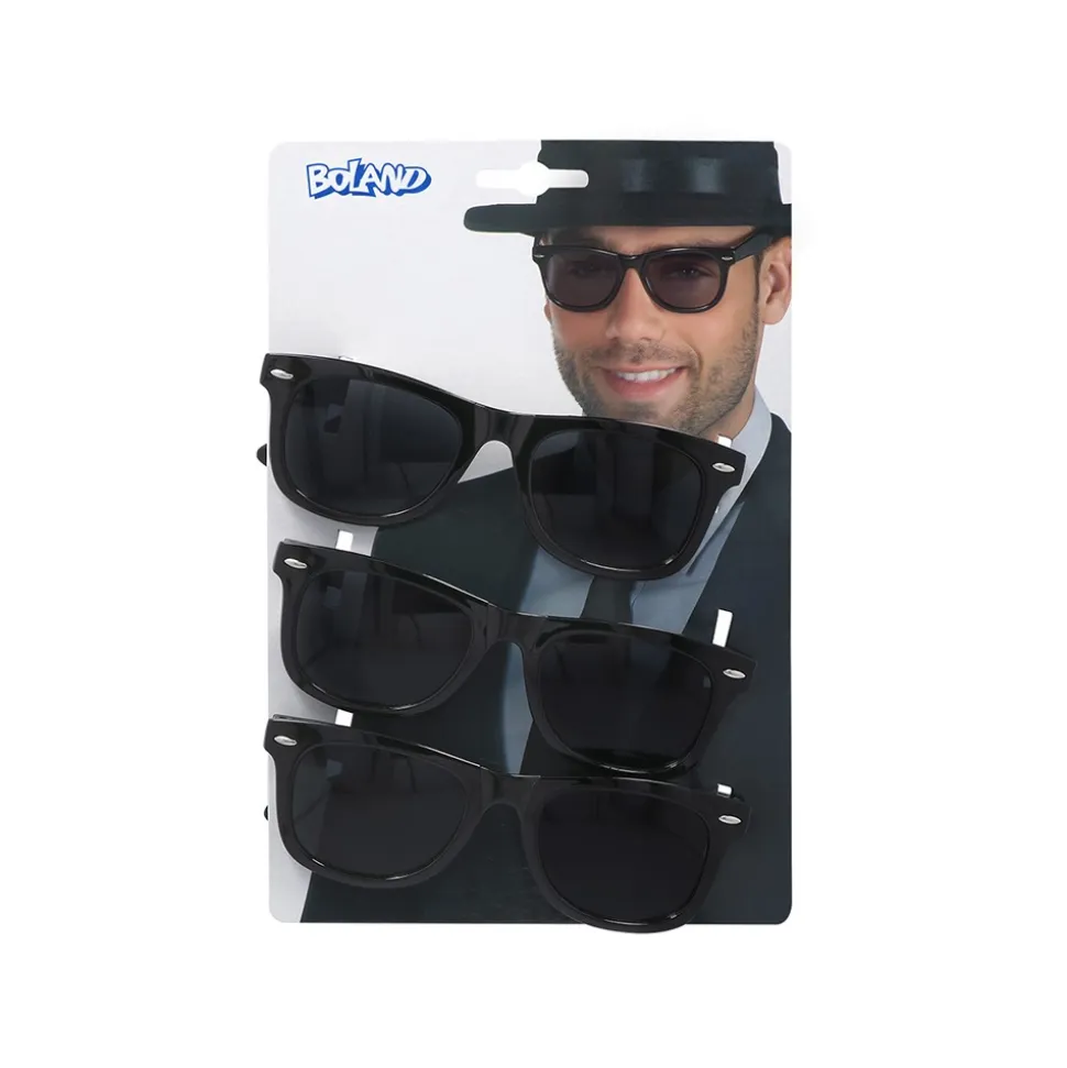 3 PAIRES DE LUNETTES SOLEIL BLUES BROTHERS ADULTE