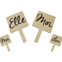 PANCARTES BOIS JEU MARIAGE ELLE-LUI 30X18CM NATURE