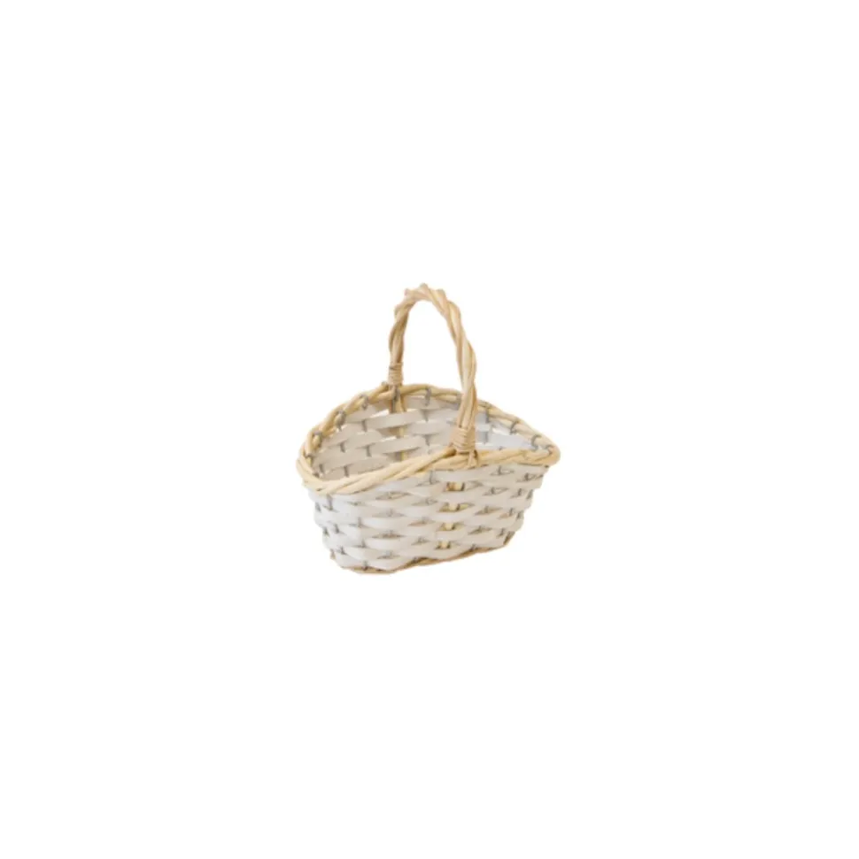 PANIER OVALE OSIER TRESSÉ 20X14X11CM NATURE BLANC