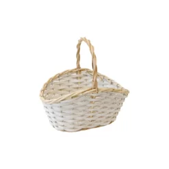 PANIER OVALE OSIER TRESSÉ 31X23X17CM NATURE BLANC