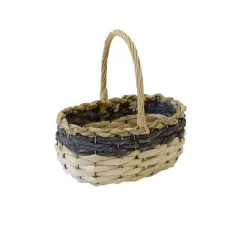 PANIER OVALE OSIER TRESSÉ 24X16X25CM BLEU