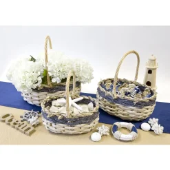 PANIER OVALE OSIER TRESSÉ 24X16X25CM BLEU