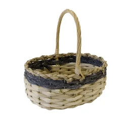 PANIER OVALE OSIER TRESSÉ 29X21X30CM BLEU