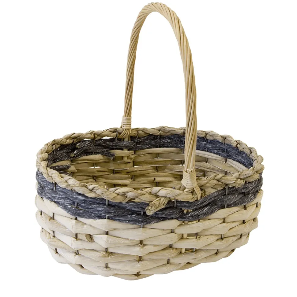 PANIER OVALE OSIER TRESSÉ 34X36X35CM BLEU