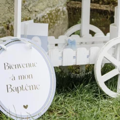 PANNEAU CARTON BIENVENUE BAPTÊME 35X43CM BLEU