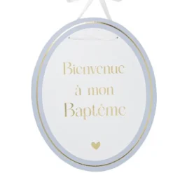 PANNEAU CARTON BIENVENUE BAPTÊME 35X43CM BLEU