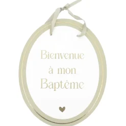 PANNEAU CARTON BIENVENUE BAPTÊME 35X43CM VERT