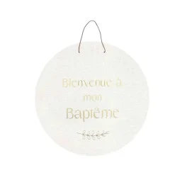 PANNEAU CARTON BIENVENUE BAPTÊME OR 38CM LIN