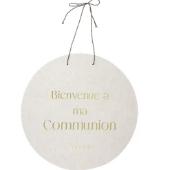 PANNEAU CARTON BIENVENUE COMMUNION OR 38CM LIN