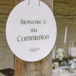 PANNEAU CARTON BIENVENUE COMMUNION OR 38CM LIN
