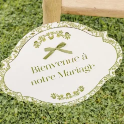 PANNEAU CARTON BIENVENUE MARIAGE BOTANIQUE 43X34CM