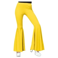 PANTALON PATTES D'ÉLÉPHANT ÉLASTIQUE JAUNE FEMME