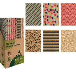 PAPIER CADEAU ÉCOLOGIQUE KRAFT IMPRIMÉ 70X200CM