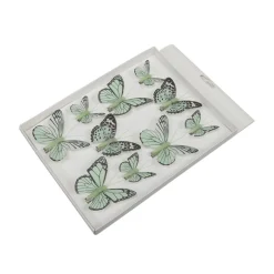10 PAPILLONS DÉCORATIFS SUR CLIP 5-8CM VERT