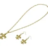 PARURE BIJOUX FANTAISIE FLEUR LYS OR ADULTE