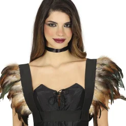 ÉPAULETTES PLUMES BRUN NOIR INDIEN ADULTE
