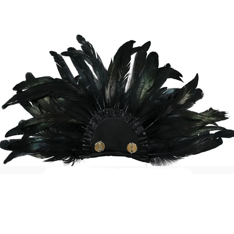 ÉPAULETTES PLUMES NOIR INDIEN ADULTE