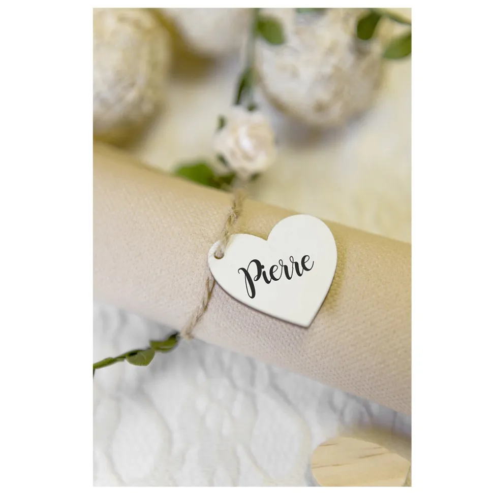 6 PENDENTIFS CURS BOIS CORDE NATURE 3.5CM BLANC