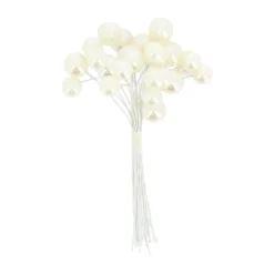 24 PERLES 1-1.3CM BLANC NACRÉ SUR TIGE 10CM