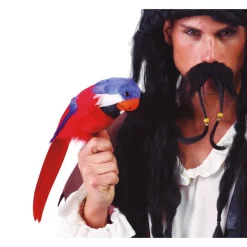 PERROQUET OISEAU PIRATE HAWAÏ 35CM ROUGE