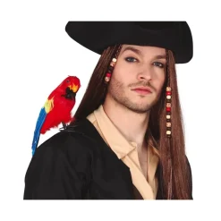 PERROQUET PLUMES ÉPAULE PIRATE 30CM ROUGE