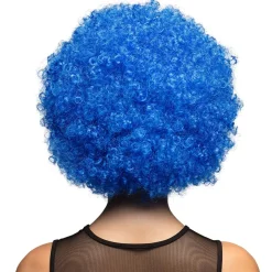 PERRUQUE AFRO GROOVE CHEVEUX BOUCLÉS BLEU ADULTE