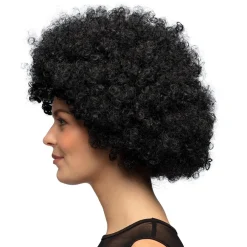 PERRUQUE AFRO GROOVE CHEVEUX BOUCLÉS NOIR ADULTE