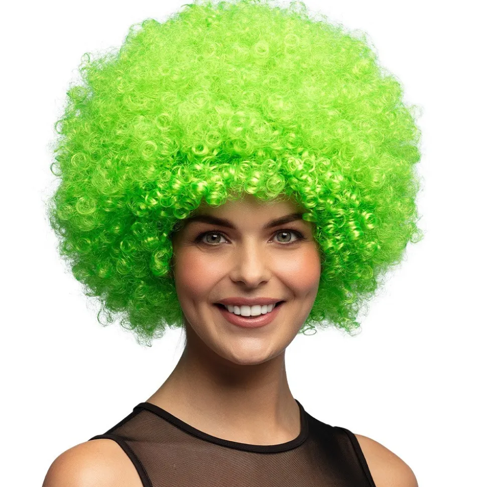 PERRUQUE AFRO GROOVE CHEVEUX BOUCLÉS VERT ADULTE