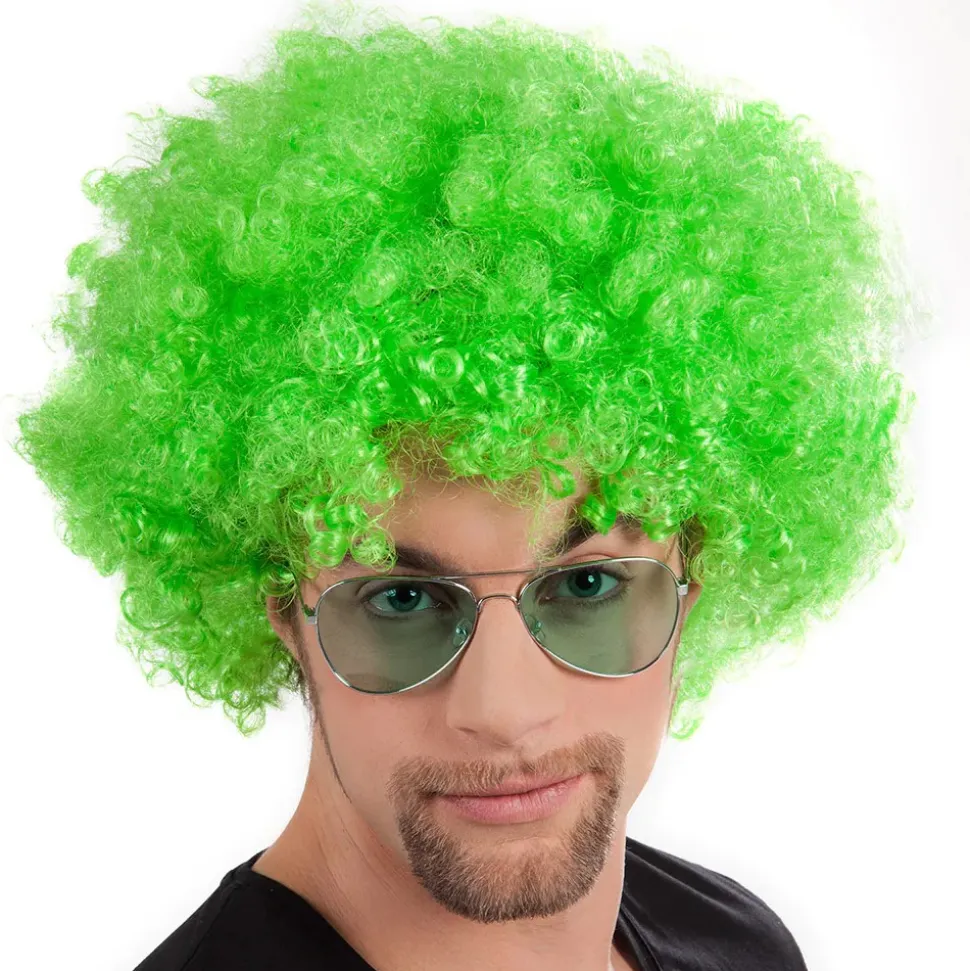 PERRUQUE AFRO GROOVE CHEVEUX BOUCLÉS VERT ADULTE